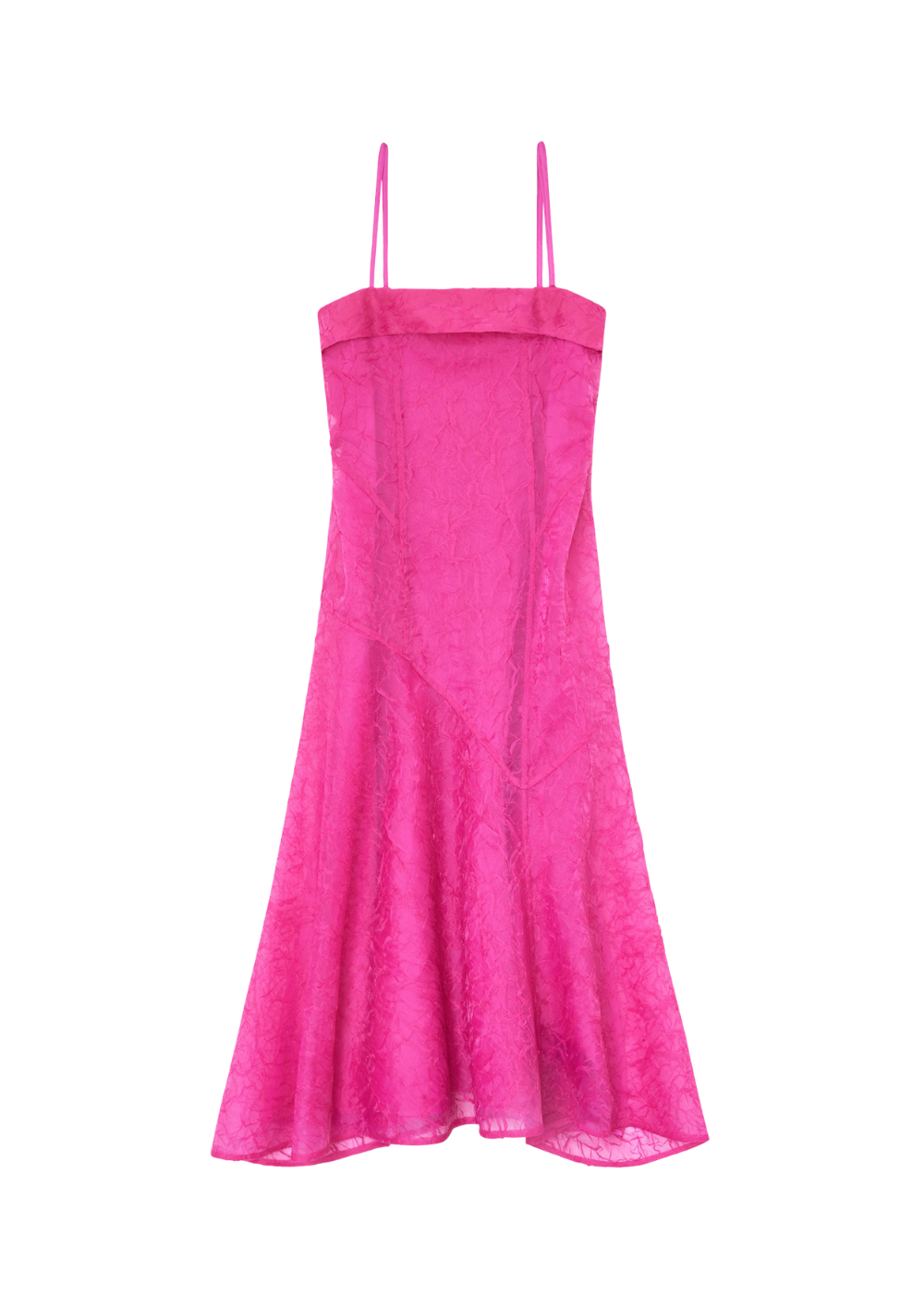 Shibori Organza Long Asymmetric Dress - Raspberry Rose - GANNI Canada - Danali
