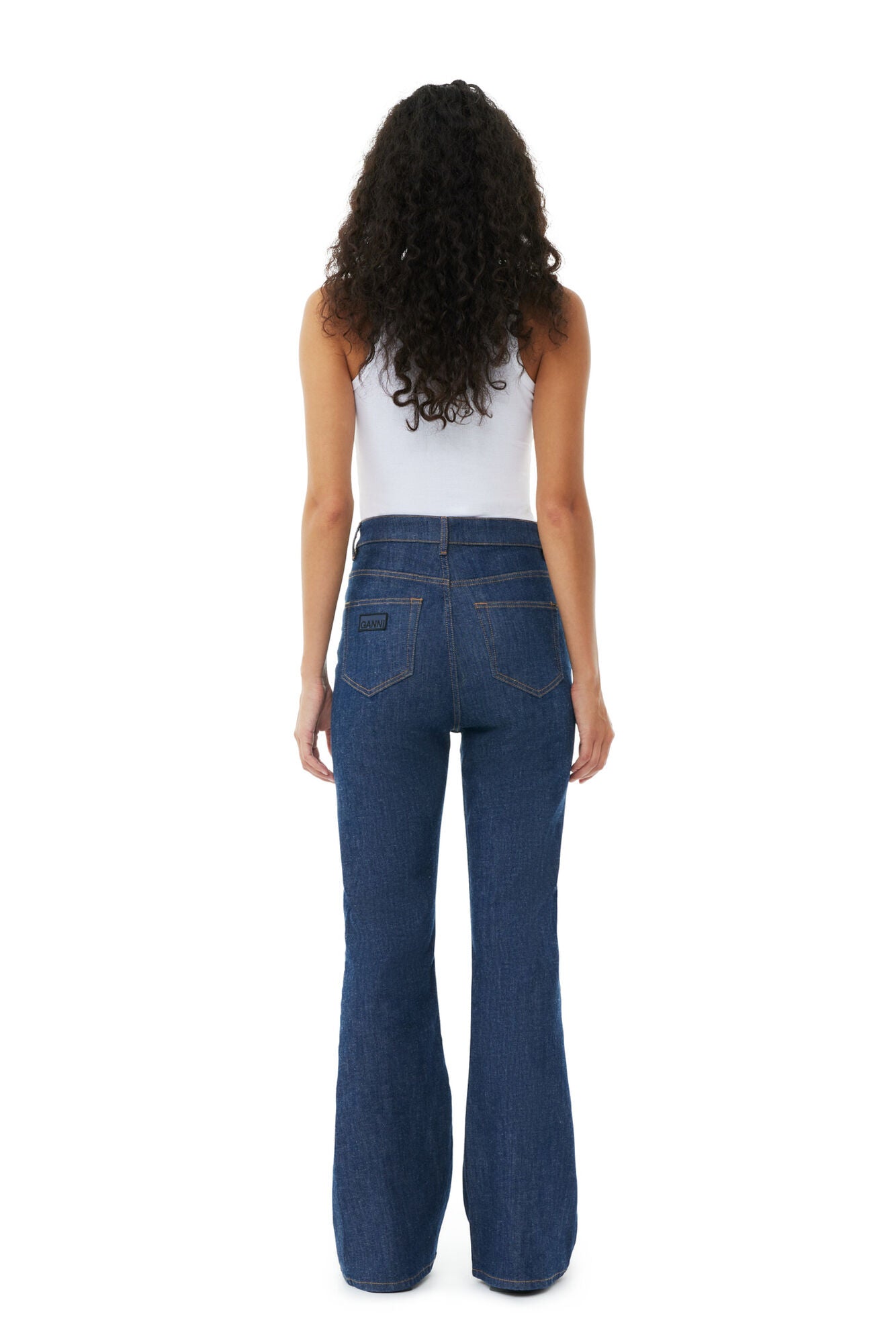 Soft Cotton Rib Tank Top - White - GANNI - Danali - T3897