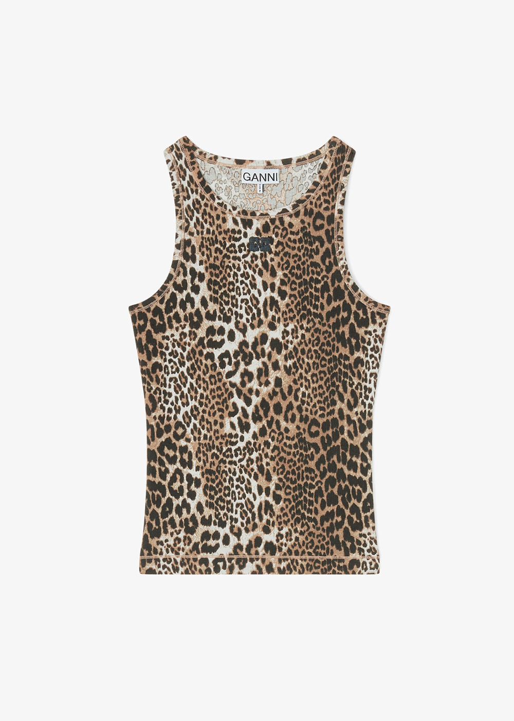 Soft Cotton Rib Tank Top - Leopard - GANNI Canada - Danali