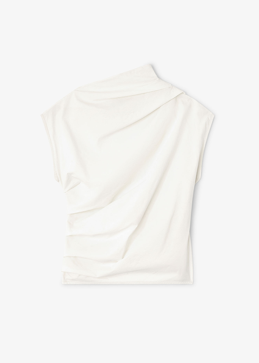 Stretch Cotton Ruched Top - Egret - GANNI Canada - Danali