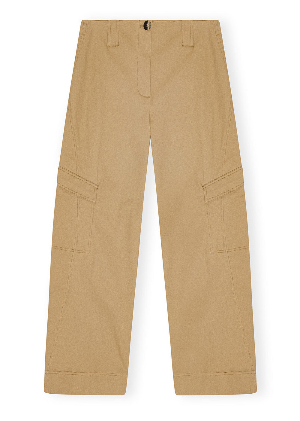 Herringbone Canvas Mid Waist Pants - Tiger's Eye - GANNI Canada - Danali - F9292