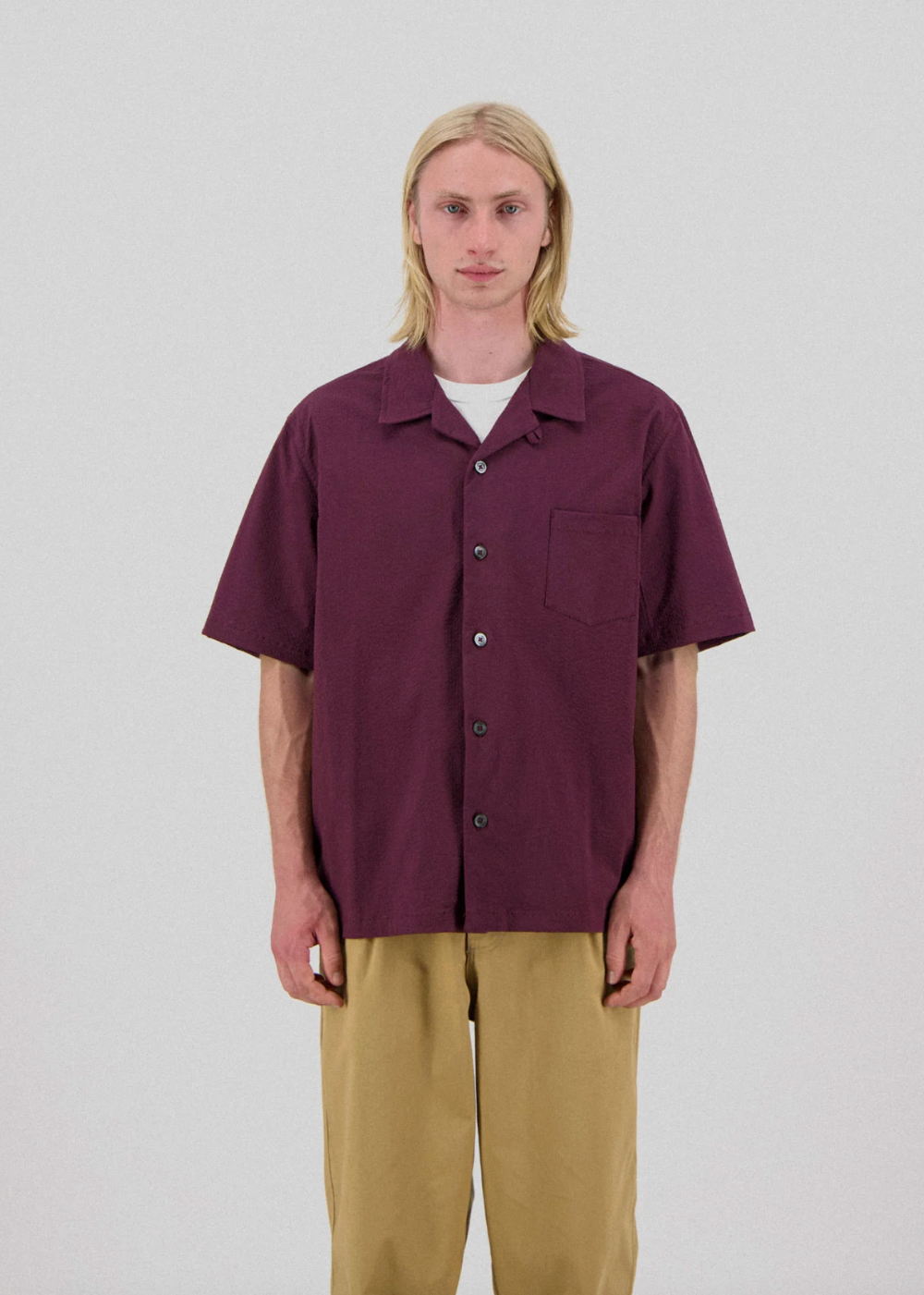 Cocktail Seersucker Shirt - Burgundy - Howlin Knitwear Canada - Danali
