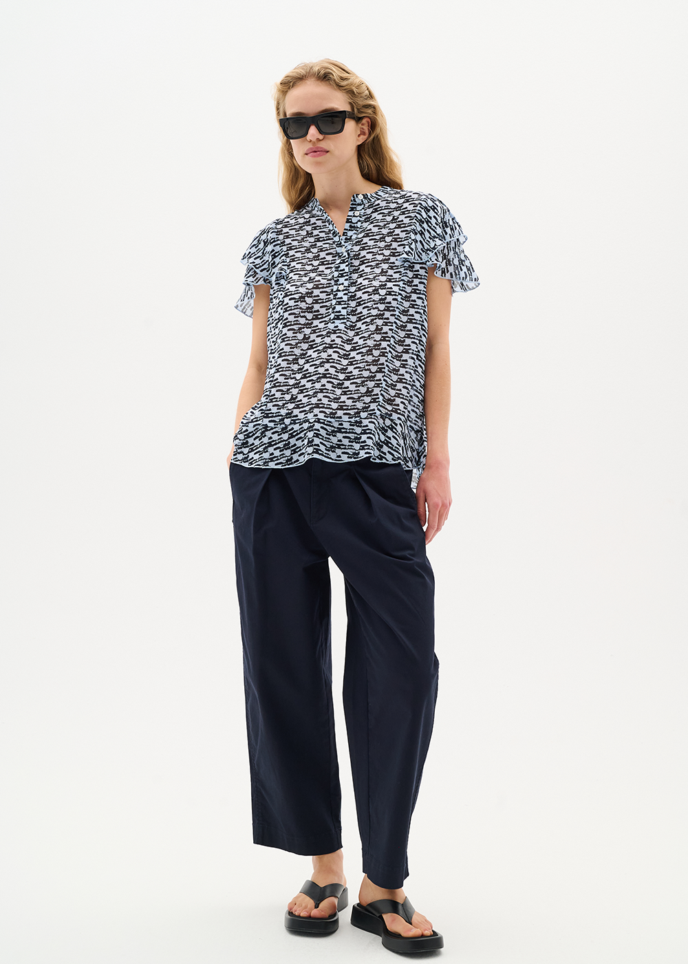 Cessie Blouse - Blue Diffused Print - InWear Canada - Danali