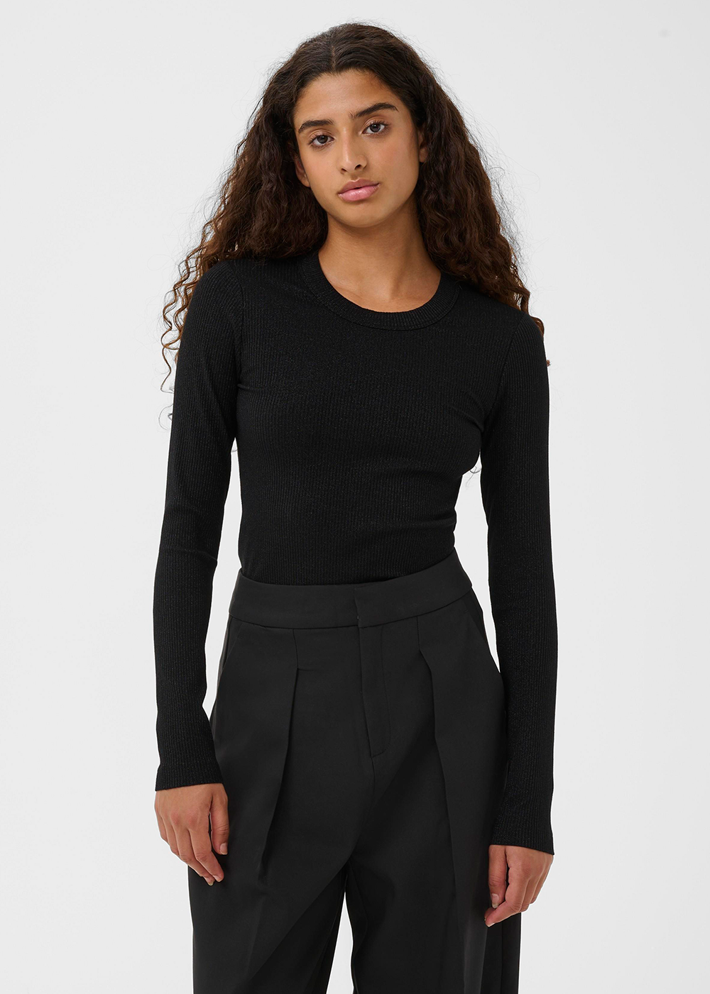 InWear Dagna Lurex Long Sleeve T-Shirt Black Glitter - Danali