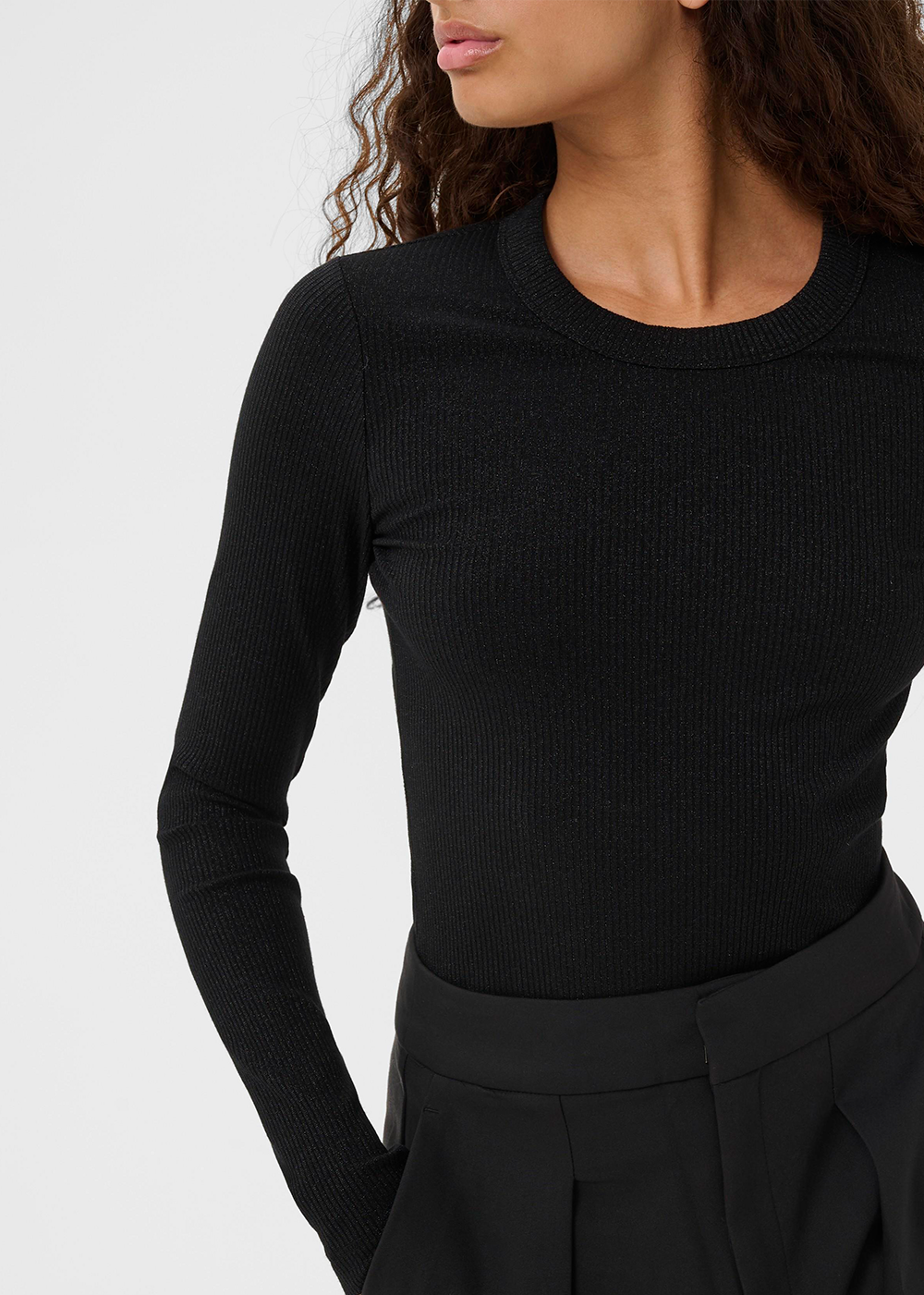 InWear Dagna Lurex Long Sleeve T-Shirt Black Glitter - Danali