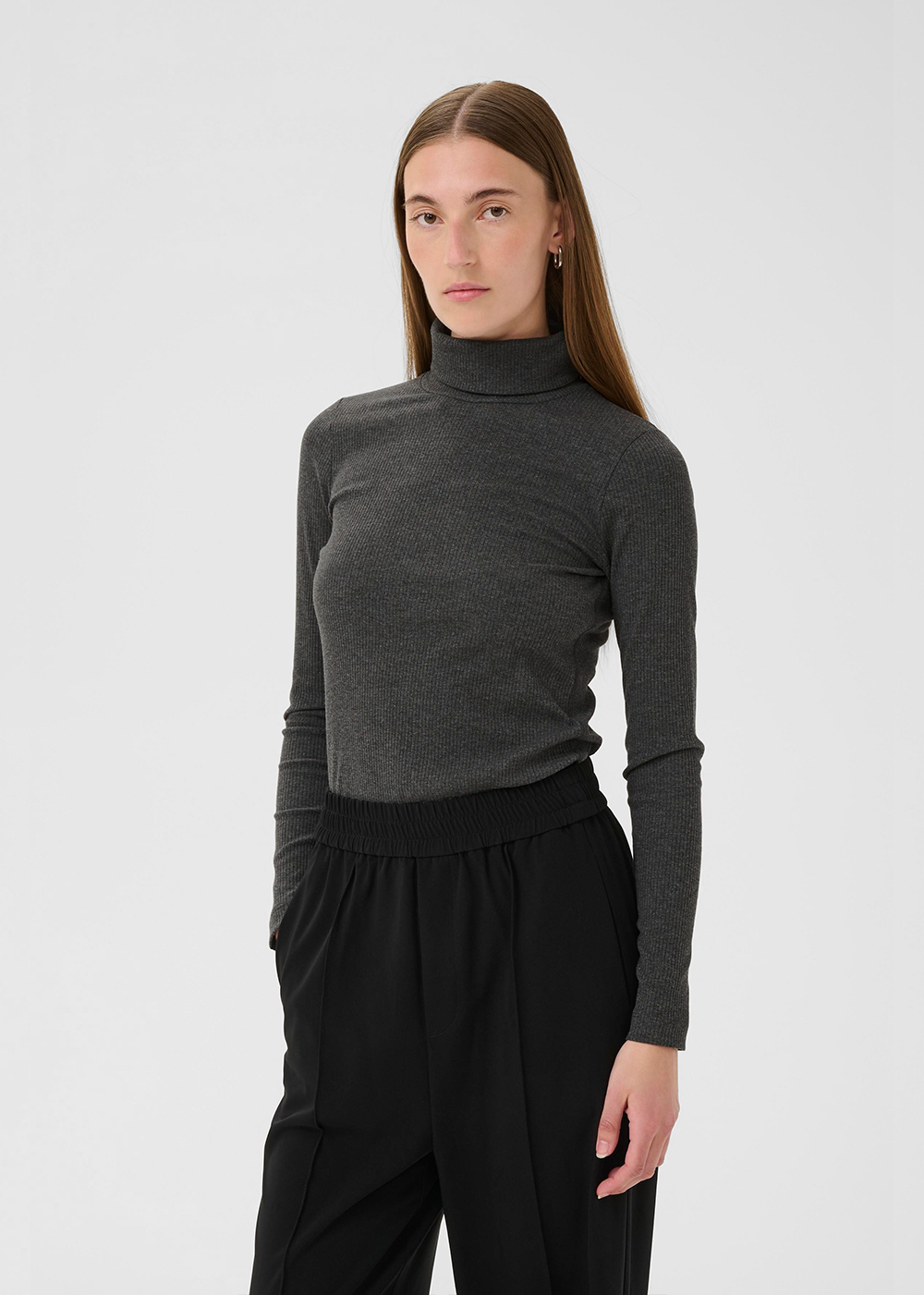 Dagna Rollneck Long Sleeve T-Shirt - Dark Grey Melange - InWear Canada - Danali
