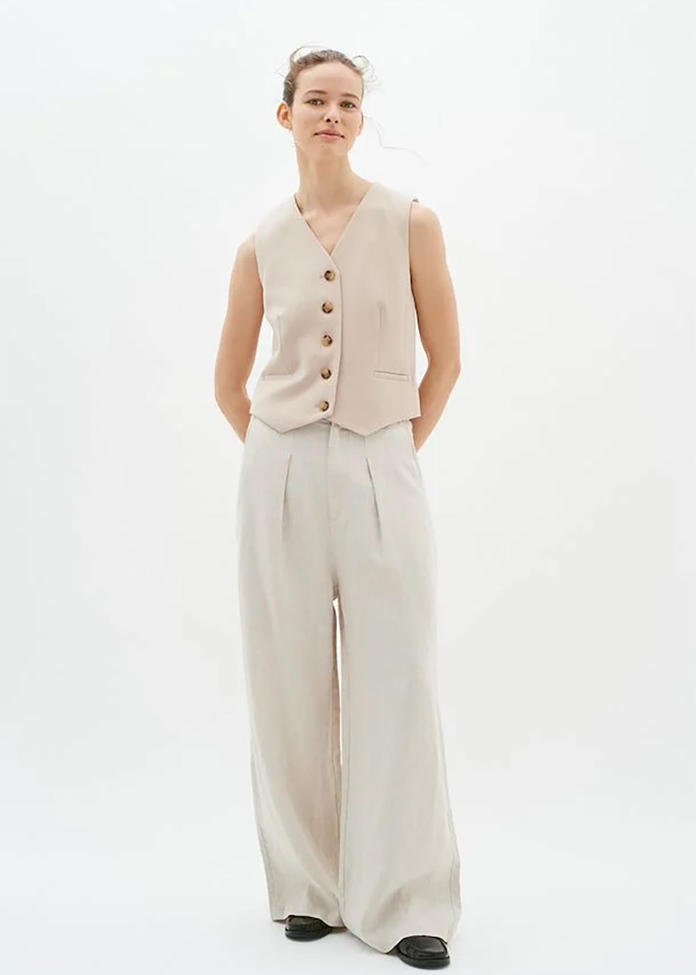 Peg Linen Pants - Haze Melange - Inwear - Danali - Canada - 30109179