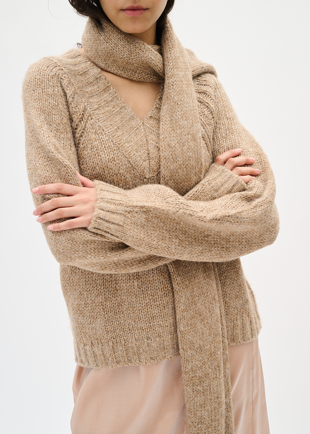 Troa V-Neck Sweater - Sandy Grey Melange - InWear Canada - Danali