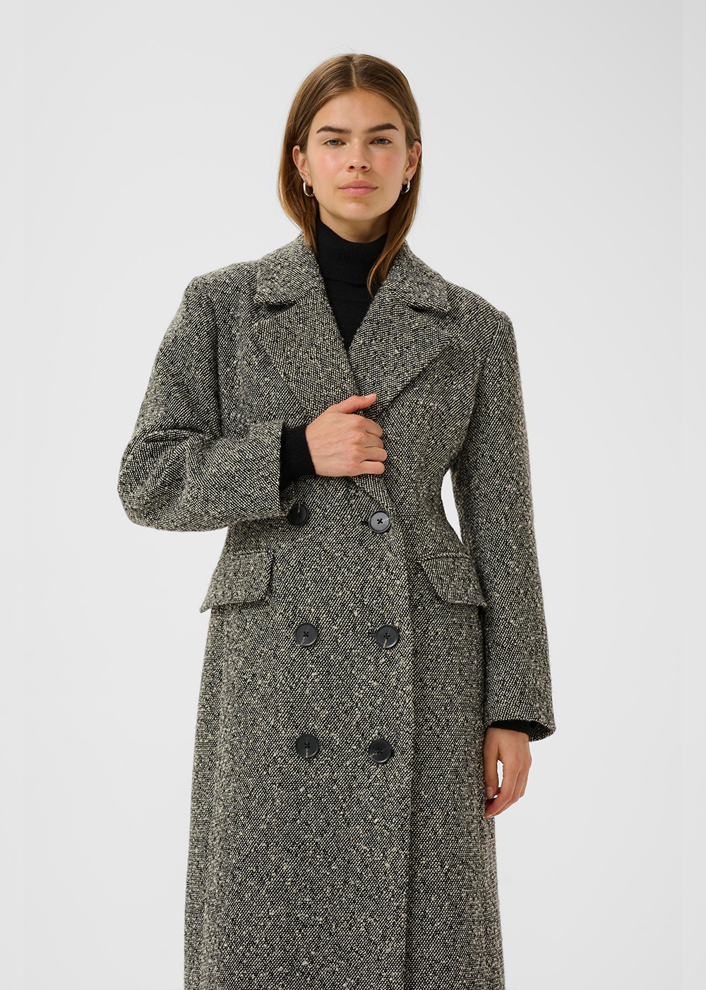 Yasha Lapel Coat - Black/White - InWear Canada - Danali