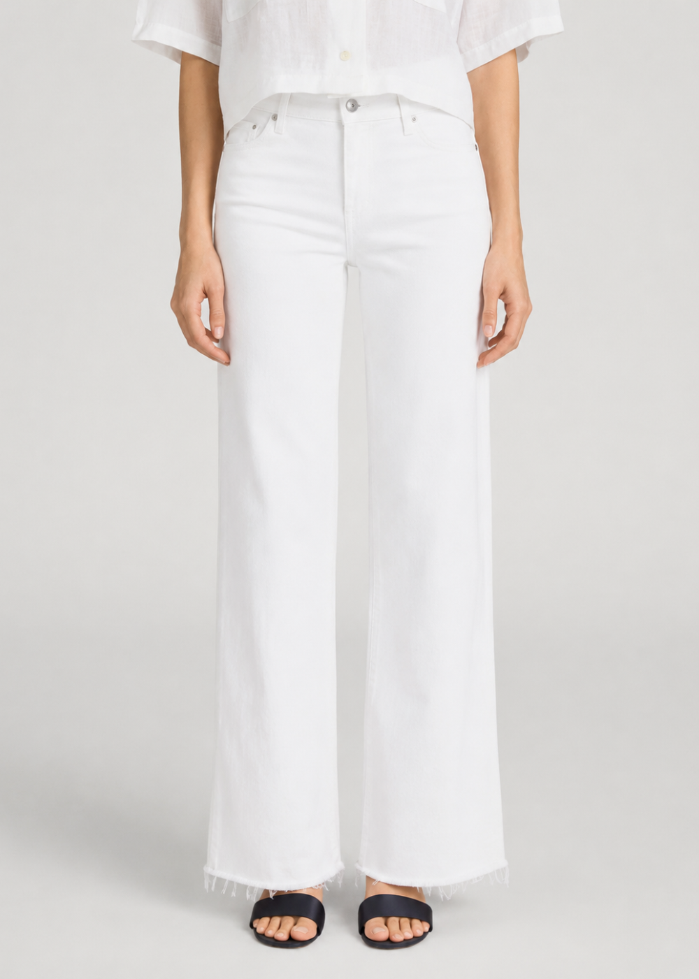 Le Slim Palazzo Crop Jean - White Raw Fray - FRAME Canada - Danali - LSPCRF238-WHTR