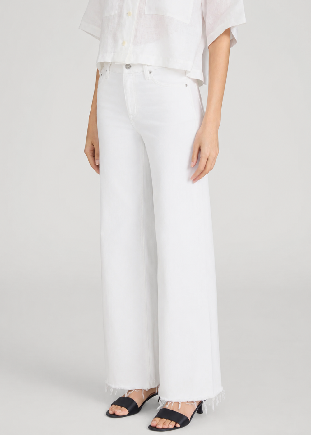 Le Slim Palazzo Crop Jean - White Raw Fray - FRAME Canada - Danali - LSPCRF238-WHTR