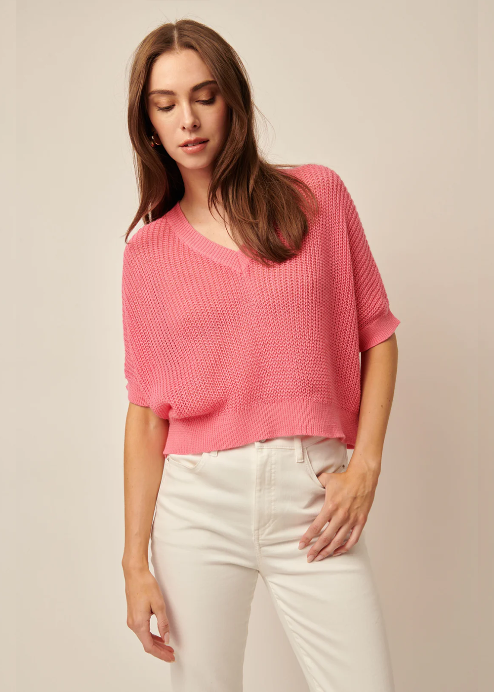 Piper V-Neck Sweater - Punch - Line the label Canada - Danali