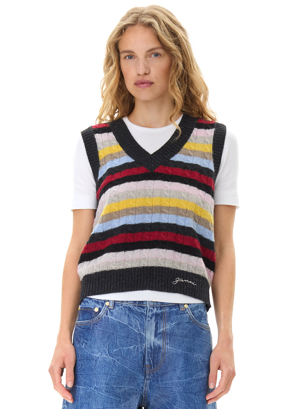 Logo Wool Mix Vest - Multicolor - GANNI Canada - Danali