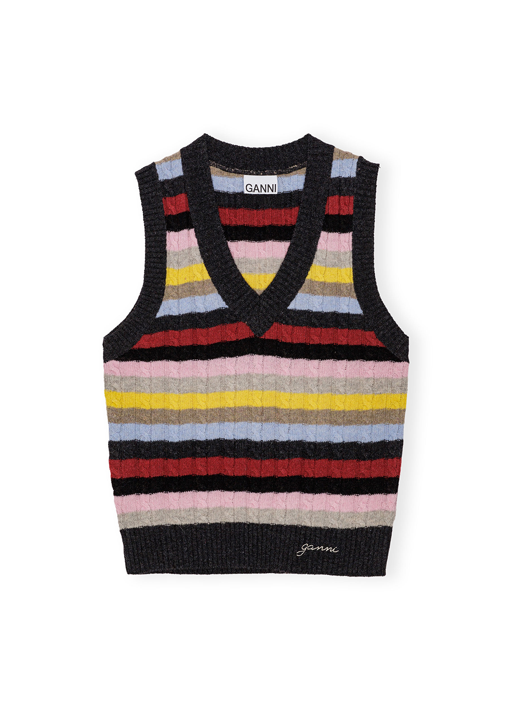 Logo Wool Mix Vest - Multicolor - GANNI Canada - Danali