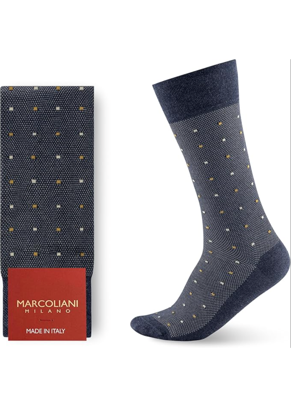 Pima Cotton Contemporary Dots Socks - Indigo Blue - Marcoliani Canada - Danali