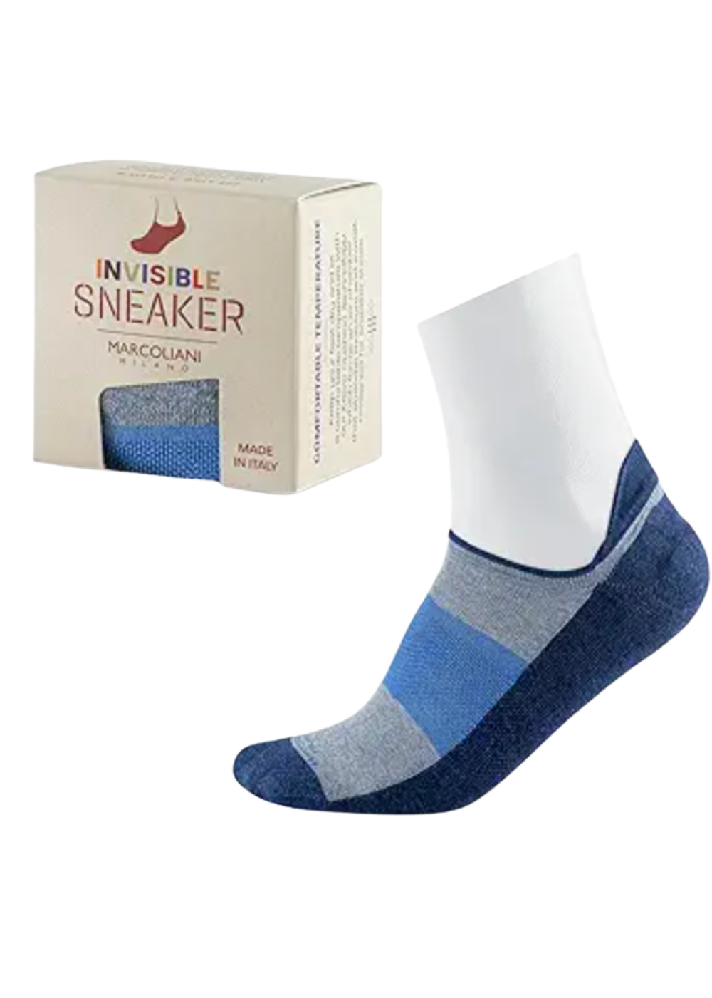 MAR4748K - Marcoliani Pima Cotton Color Block Sneaker Socks Denim Blue - Marcoliani Canada - Danali