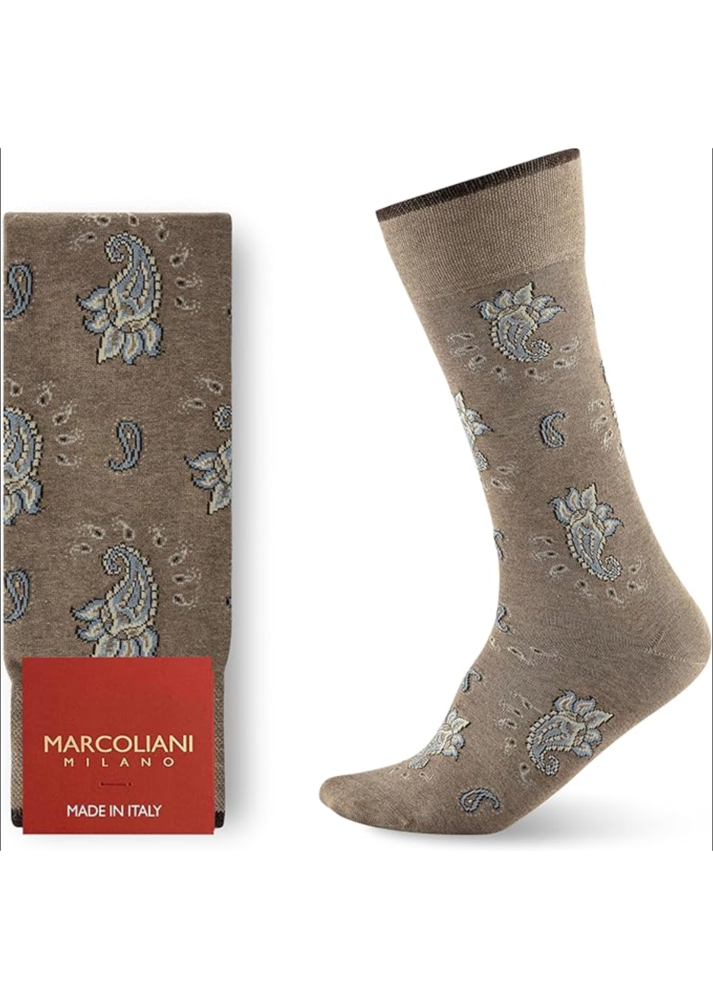 MAR4799T - Marcoliani Pima Cotton Alwar Paisley Socks Cappuccino - Danali