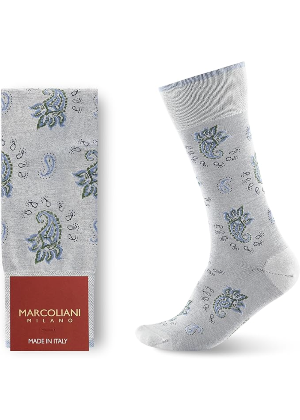 Pima Cotton Alwar Paisley Socks - Ice Grey - Marcoliani Canada - Danali