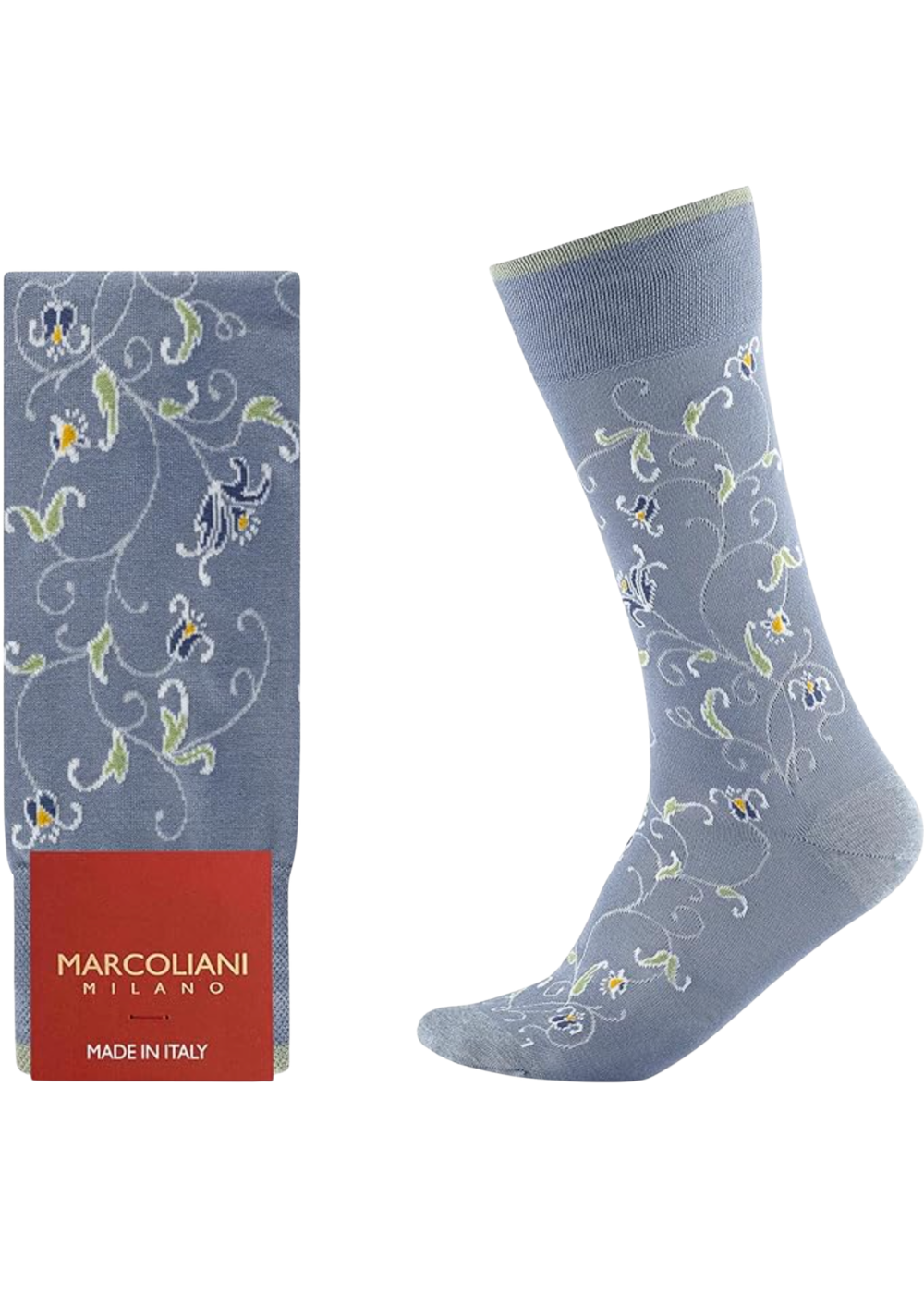 MAR4885T - Modal Kalee Flower Socks Light Blue Denim - Danali