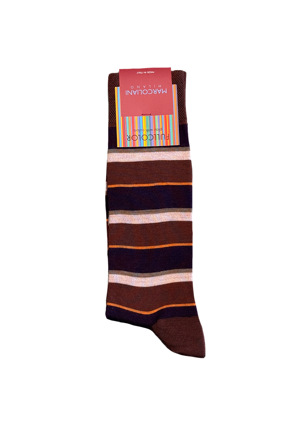 Extrafine Merino Como Stripe Socks - Burnt Brown - Marcoliani Canada - Danali