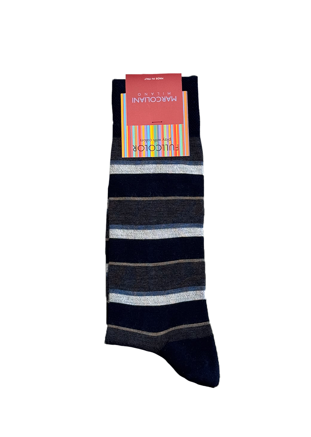 Extrafine Merino Como Stripe Socks - Navy - Marcoliani Canada - Danali