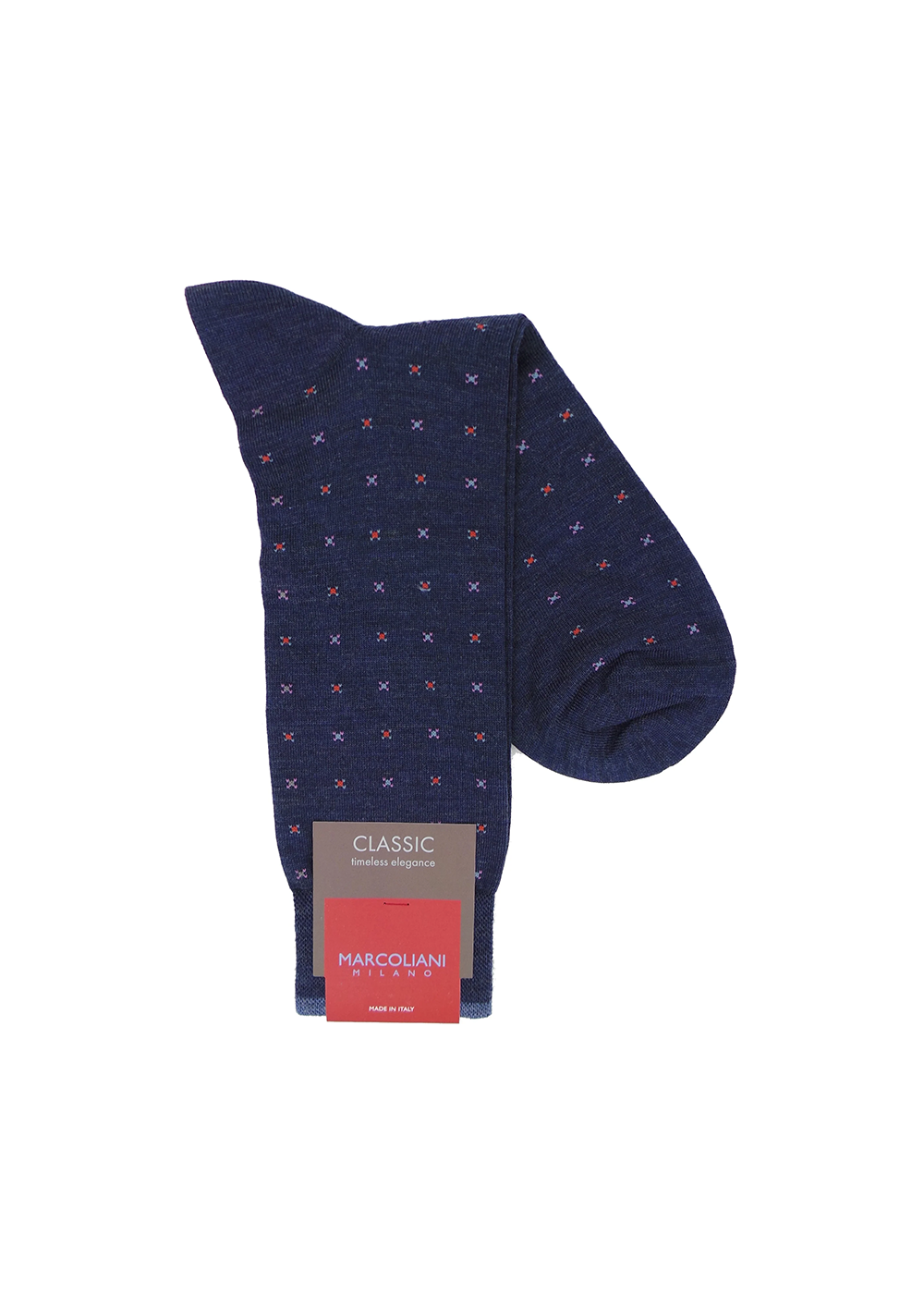 Extrafine Merino Micro Tie Socks - Navy - Marcoliani Canada - Danali