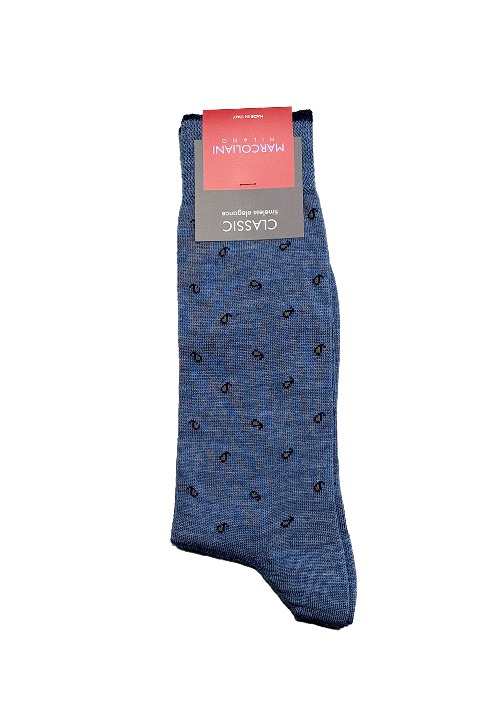 Extrafine Merino Tiny Paisley Socks - Light Blue Denim - Marcoliani Canada - Danali