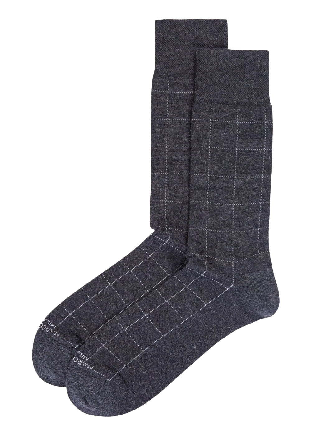 Mousse Of Modal Windowpane Sock - Asphalt - Marcoliani Canada - Danali