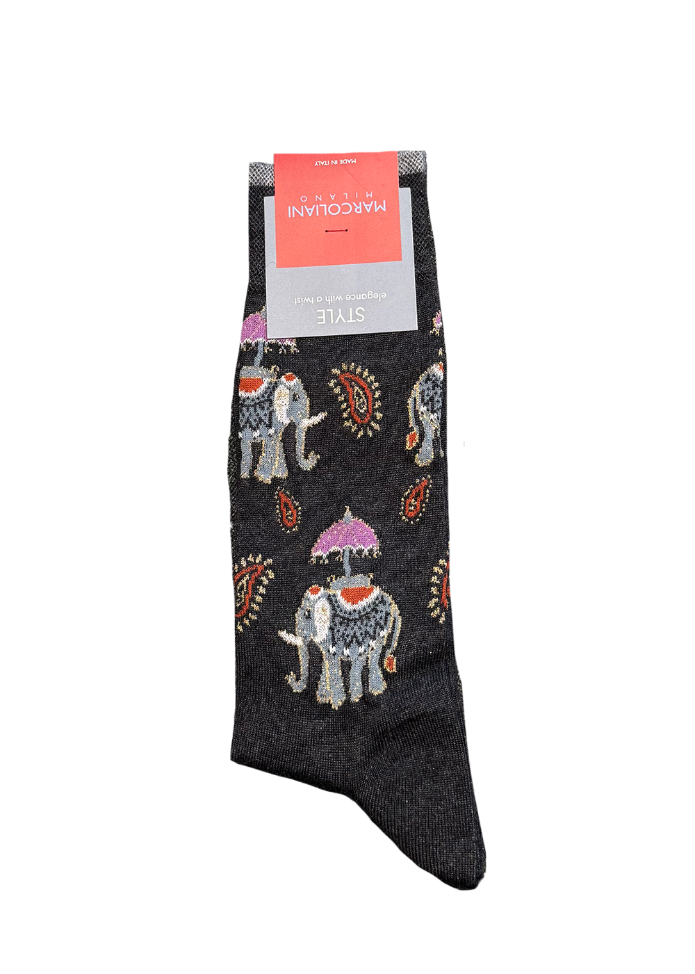 Mousse of Modal Elephant Socks - Charcoal - Marcoliani Canada - Danali