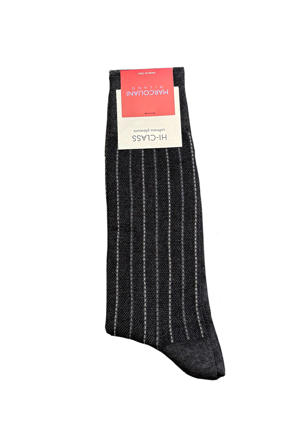Mousse of Modal Pique Pinstripe Socks - Charcoal - Marcoliani Canada - Danali