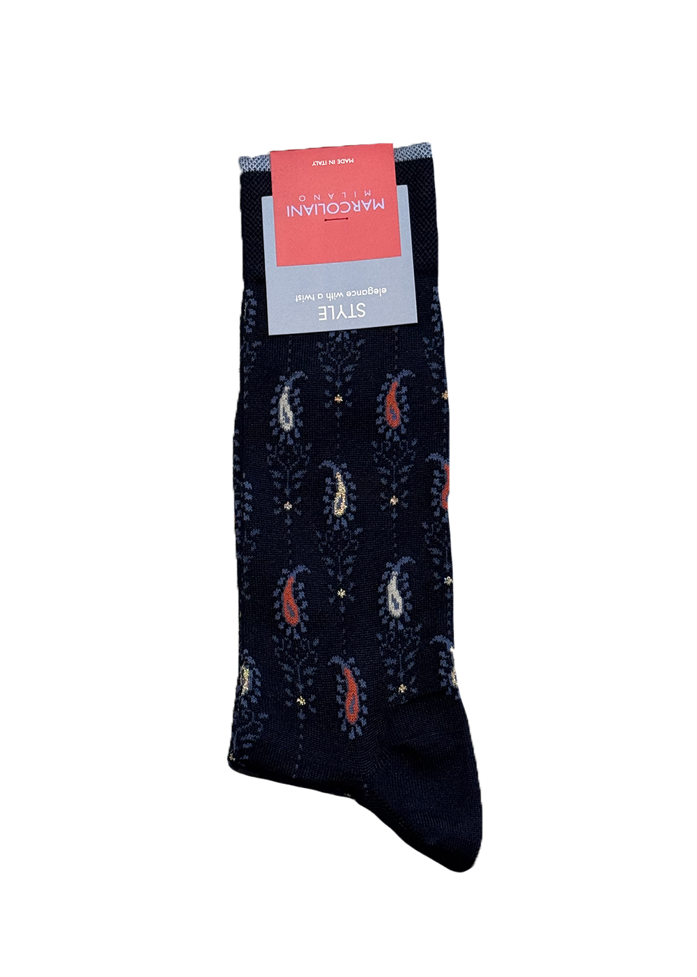 Mousse of Nuwara Paisley Socks - Navy - Marcoliani Canada - Danali