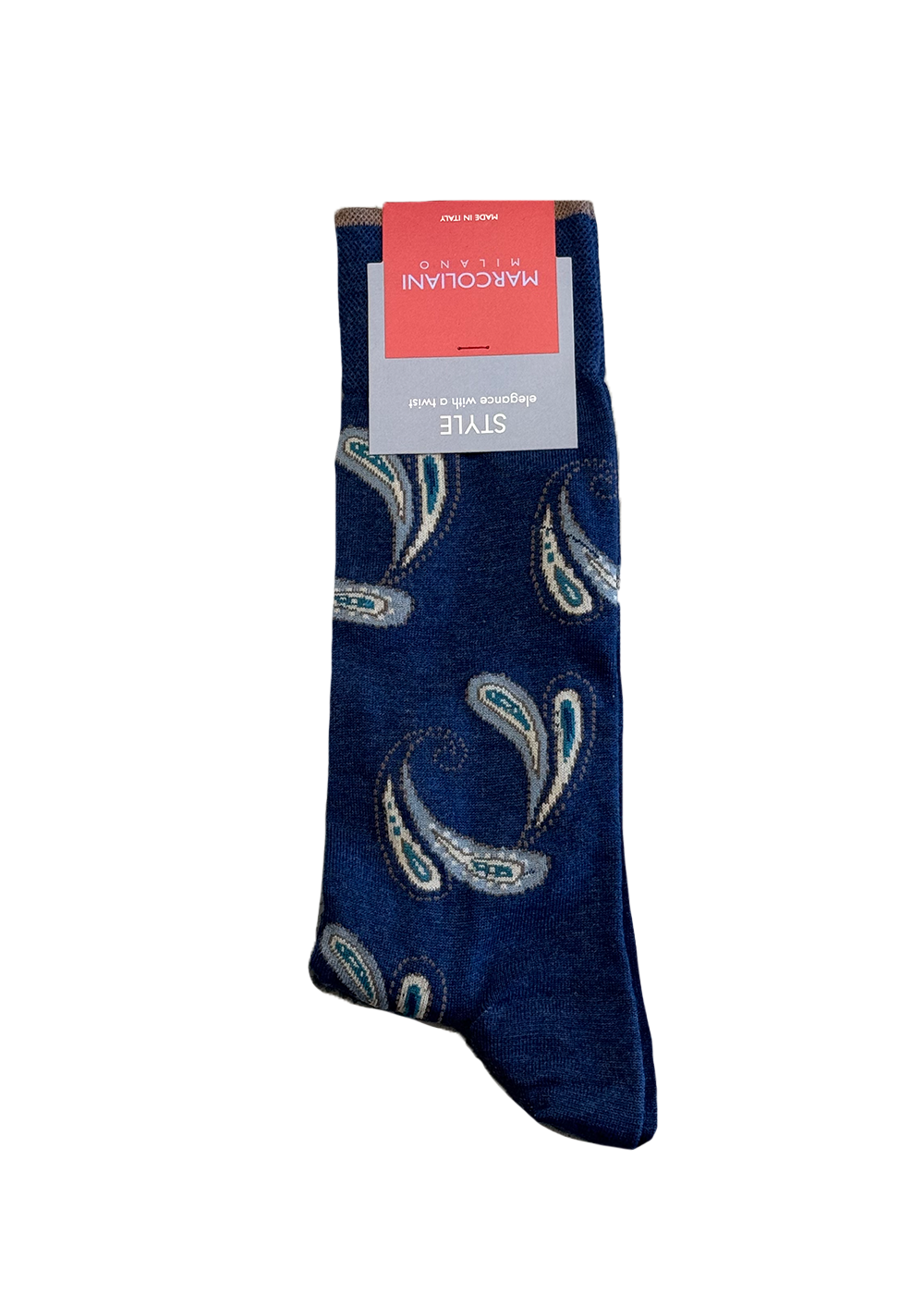 Pima Cotton Agra Paisley Socks - Dark Blue Denim - Marcoliani Canada - Danali