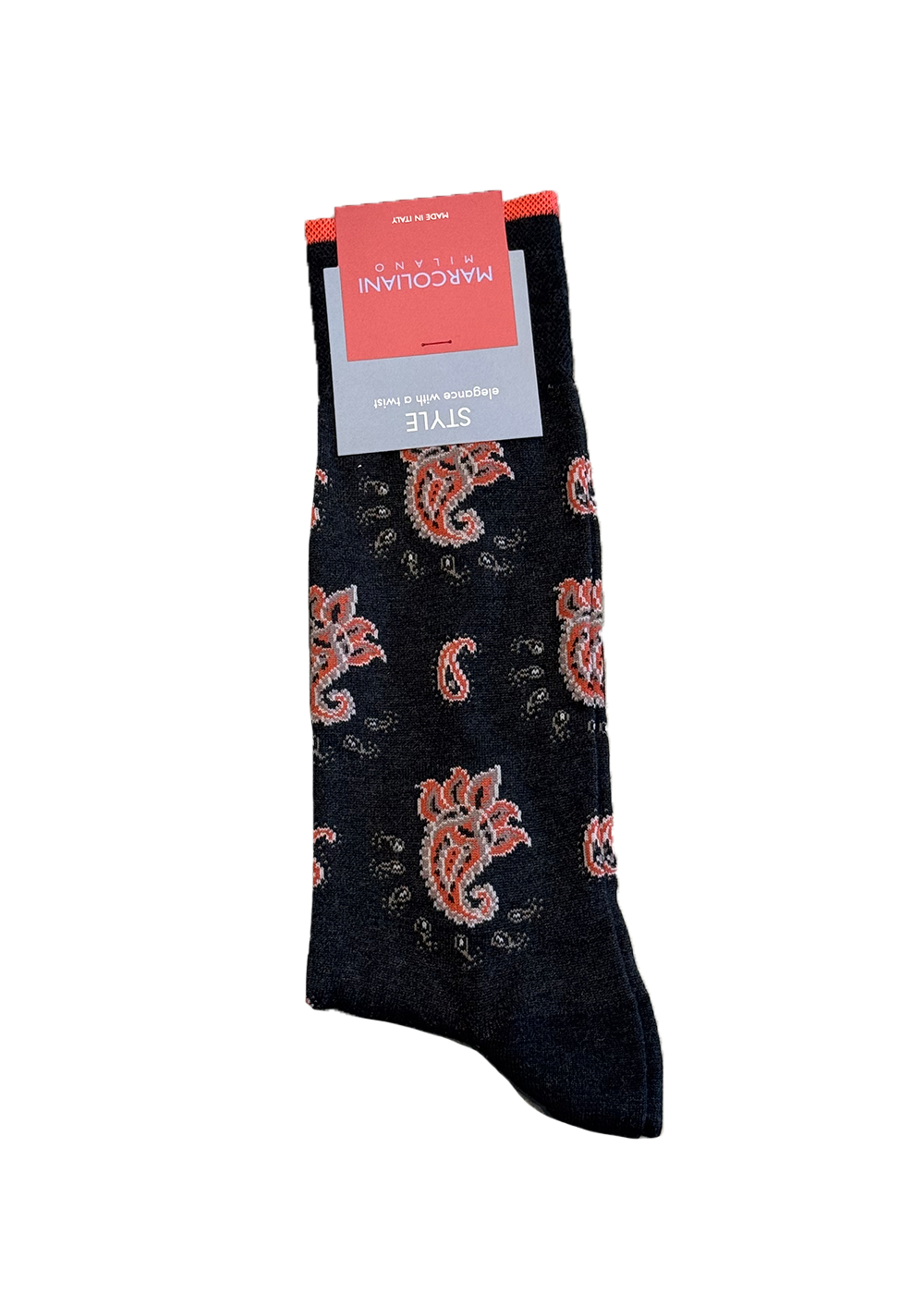 Pima Cotton Alwar Paisley Socks - Charcoal - Marcoliani Canada - Danali