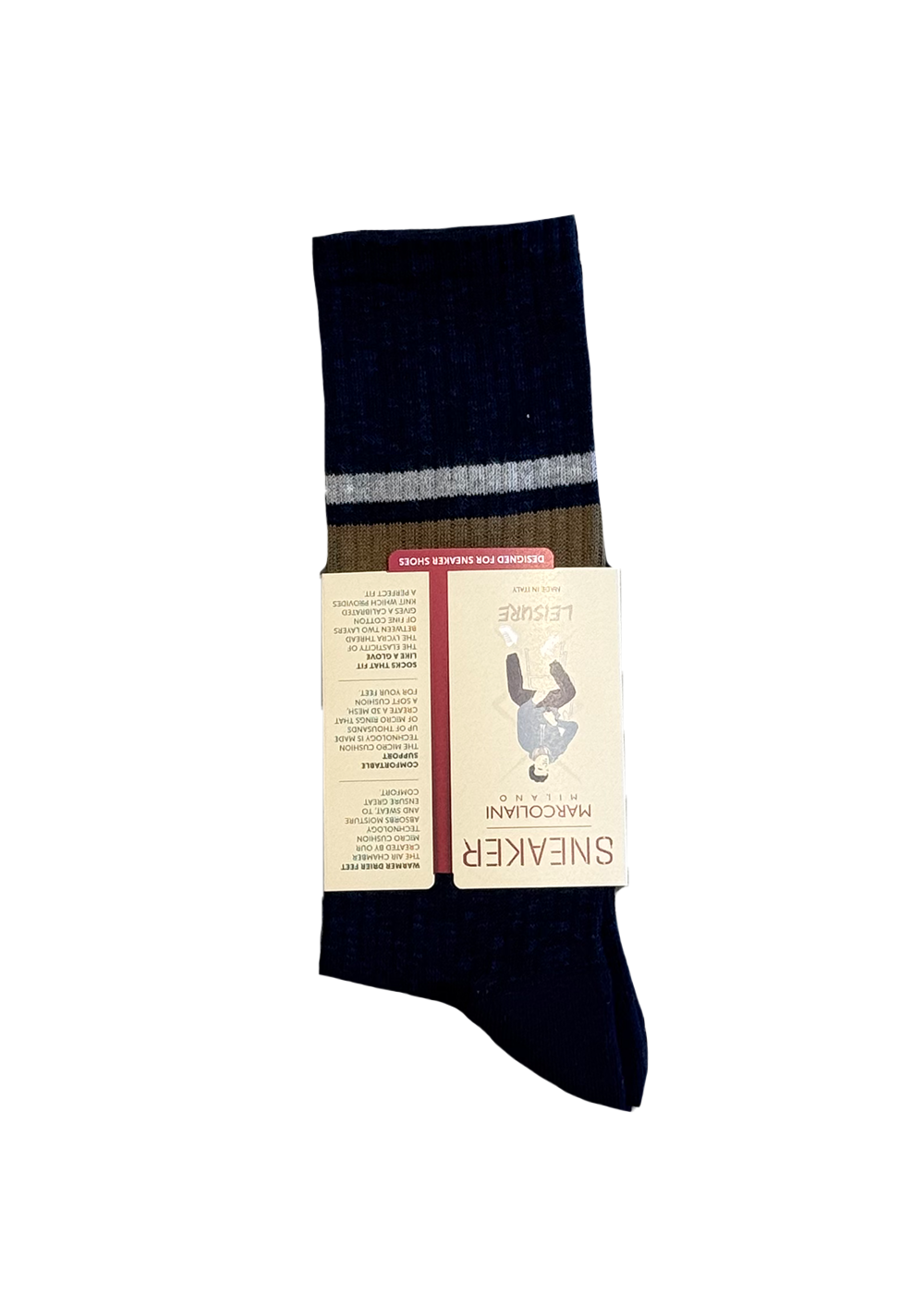 Pima Cotton College Stripe Socks - Navy - Marcoliani Canada - Danali