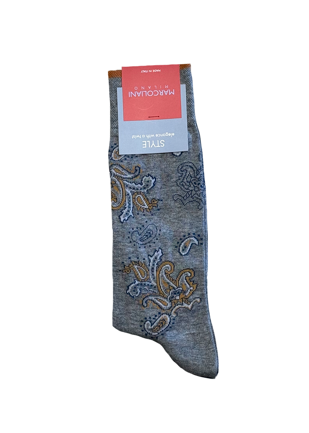 Pima Cotton Jali Paisley Socks - Flannel Grey - Marcoliani Canada - Danali