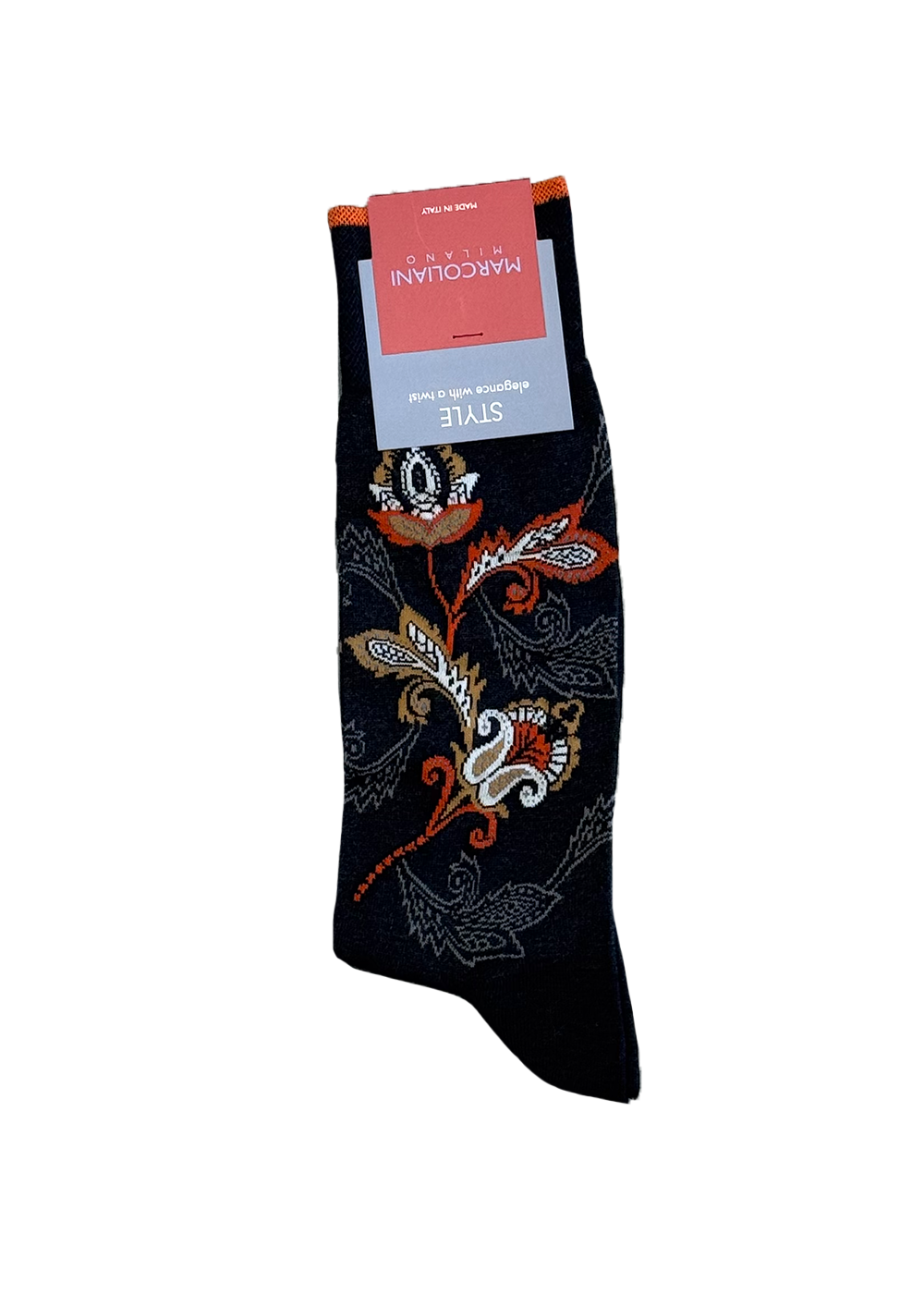 Pima Cotton Moghul Flower Socks - Charcoal - Marcoliani Canada - Danali
