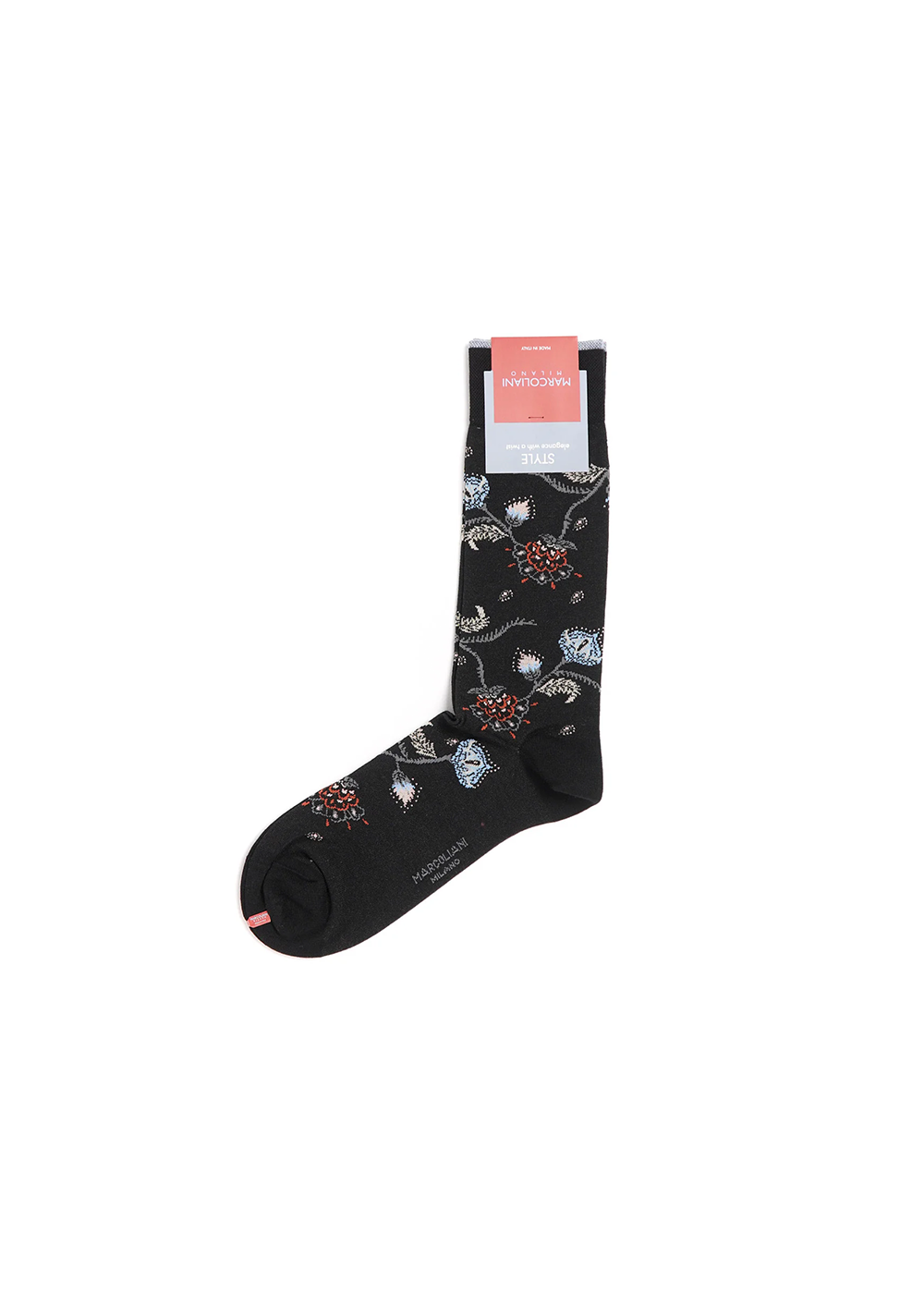 Pima Cotton Mumbai Flower Socks - Black - Marcoliani Canada - Danali