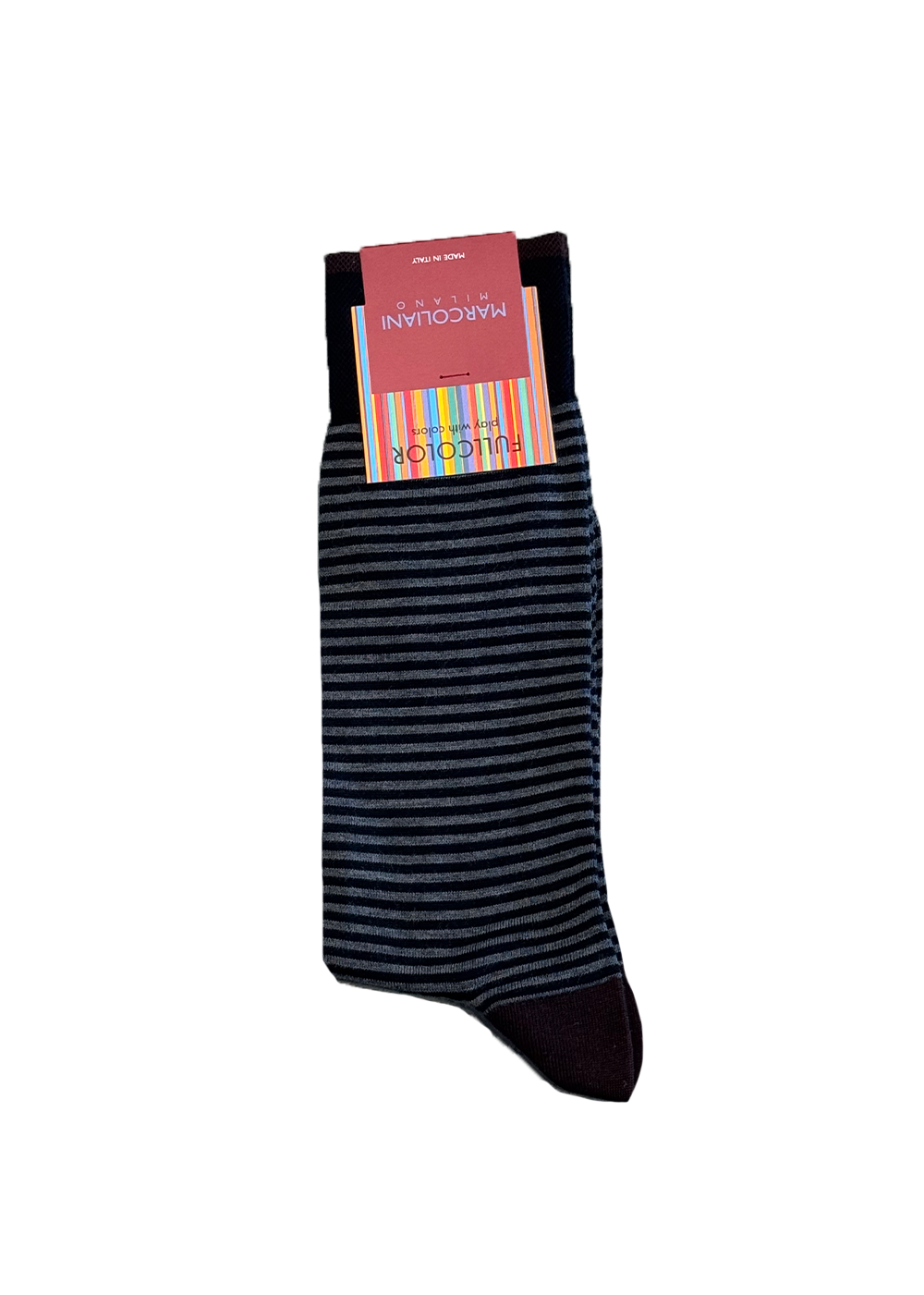 Pima Cotton Palio Stripe Socks - Black/Asphalt - Marcoliani Canada - Danali