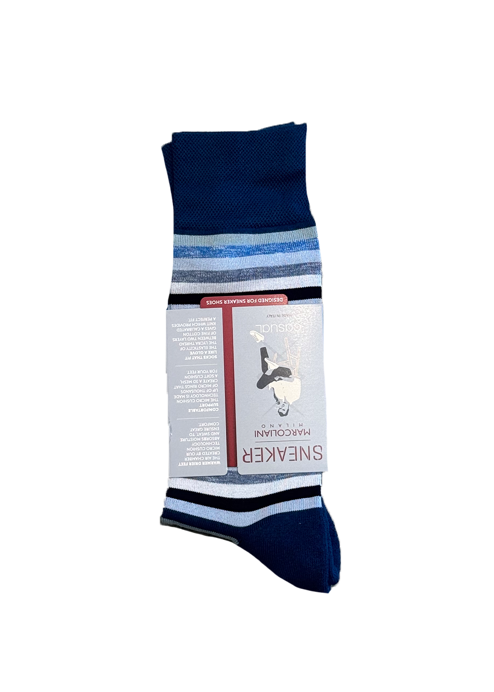 Pima Cotton Rainbow Stripe Socks - Denim/Blue - Marcoliani Canada - Danali