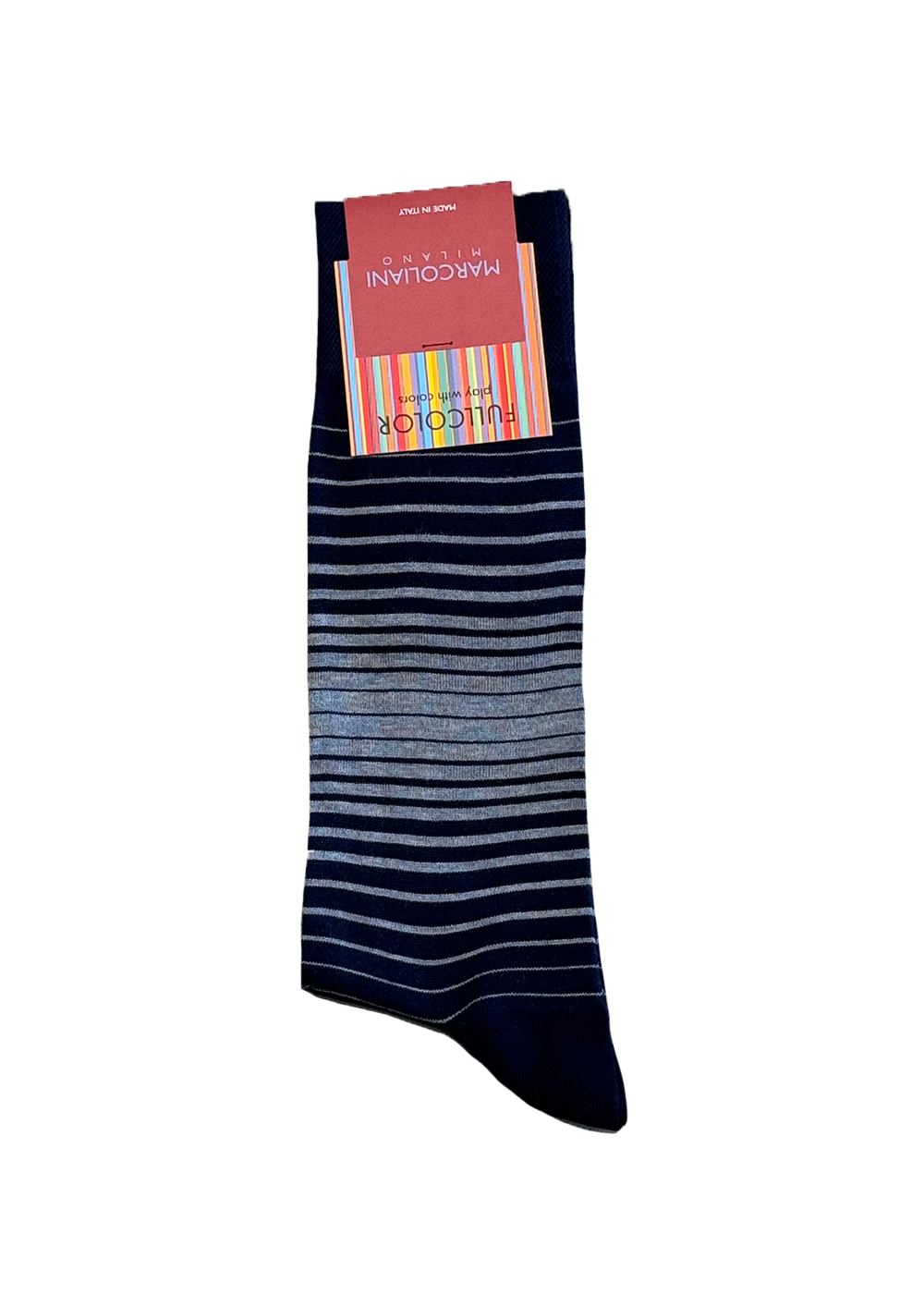 Pima Cotton Shaded Stripes Socks - Navy - Marcoliani Canada - Danali