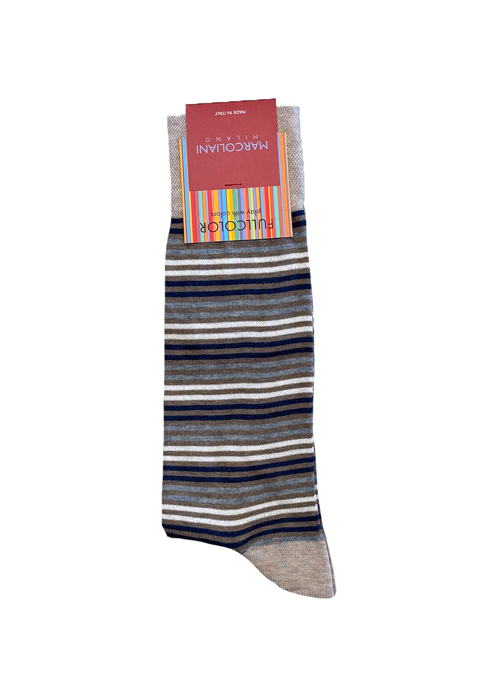 Pima Cotton Simple Stripe Socks - Cappuccino - Marcoliani Canada - Danali 