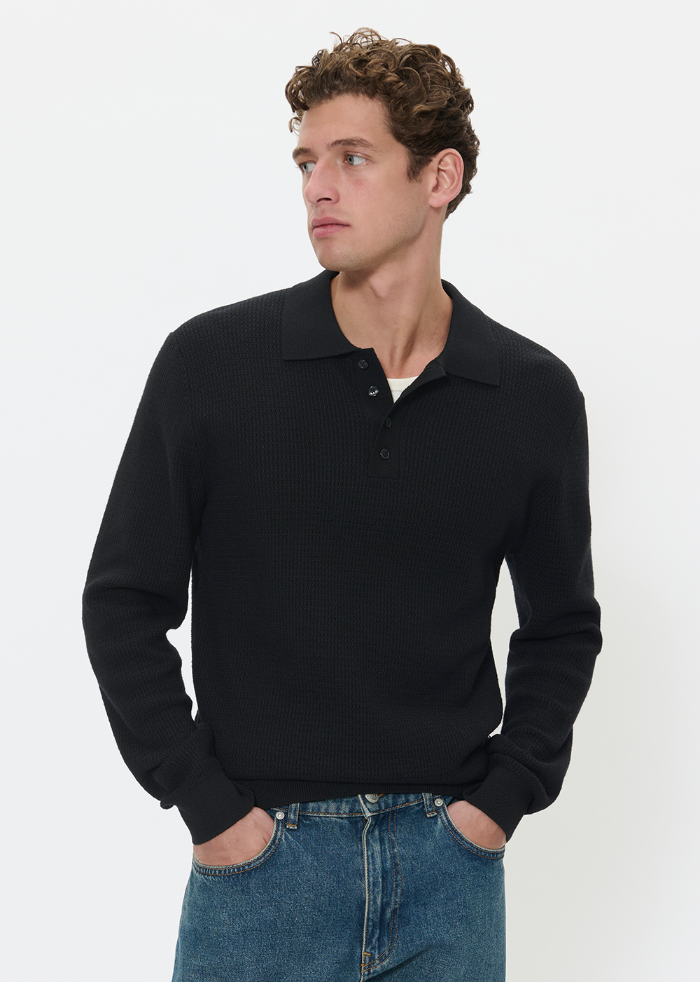 Kerone Knit Polo Sweater - Black - Matinique Canada - Danali