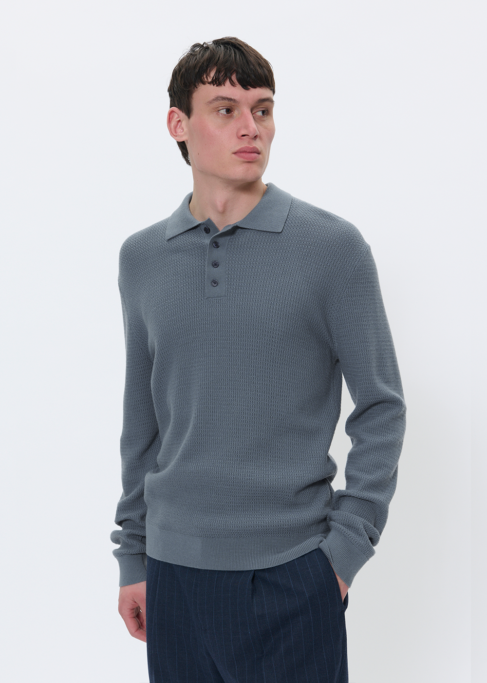 Kerone Knit Polo Sweater - Stormy Weather - Matinique Canada - Danali