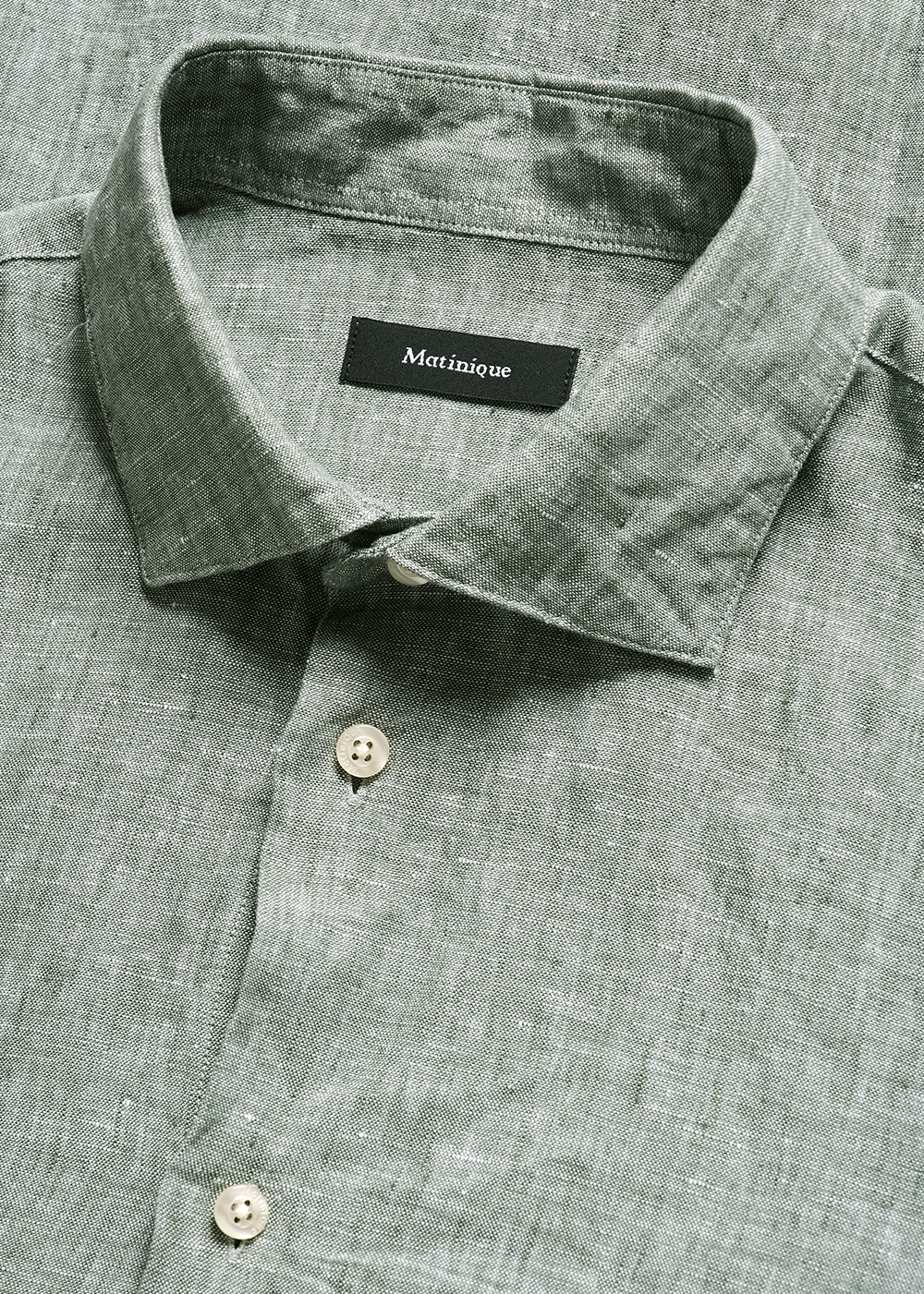 Marc Long Sleeve Linen Shirt - Thyme - Matinique Canada - Danali