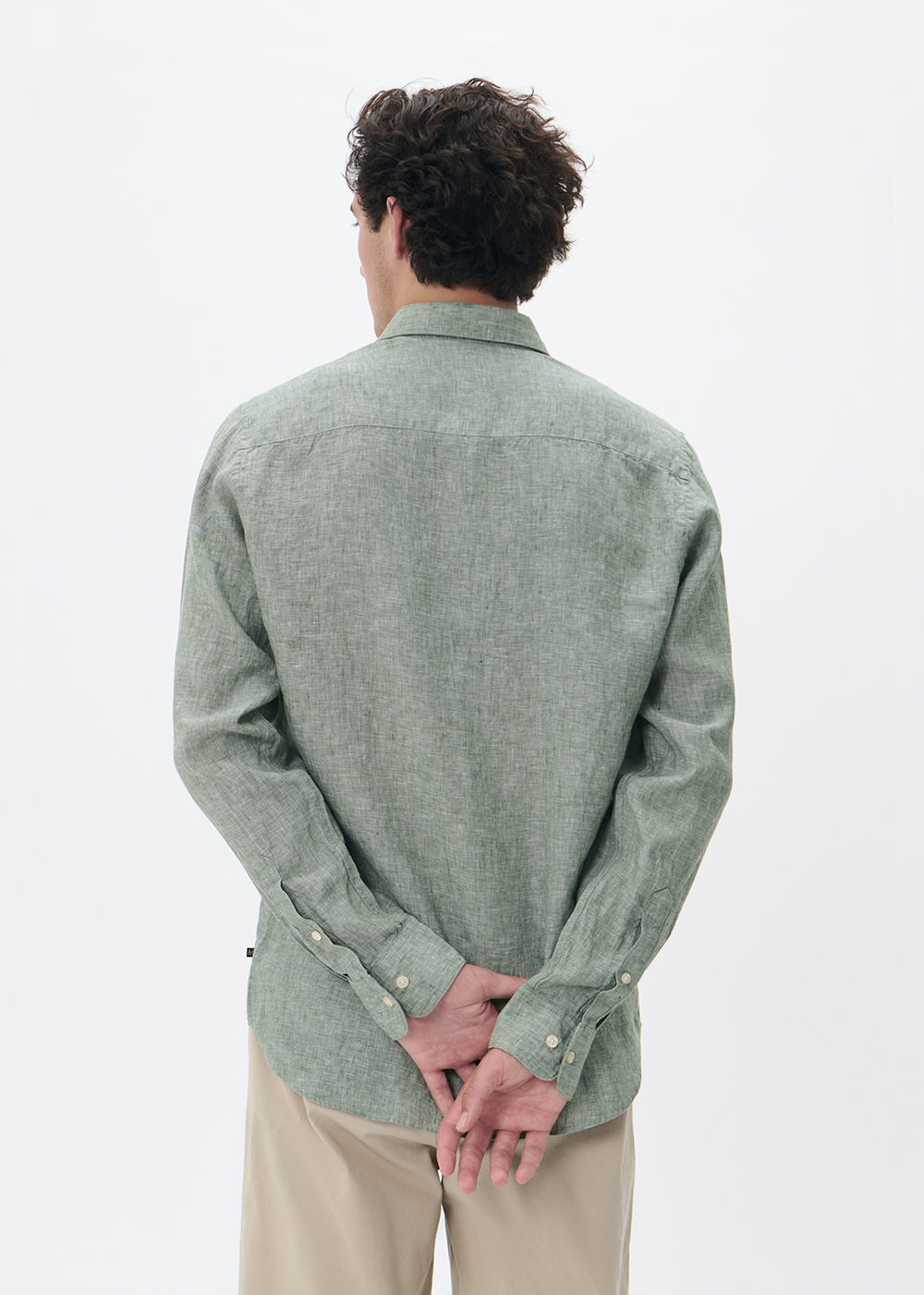 Marc Long Sleeve Linen Shirt - Thyme - Matinique Canada - Danali
