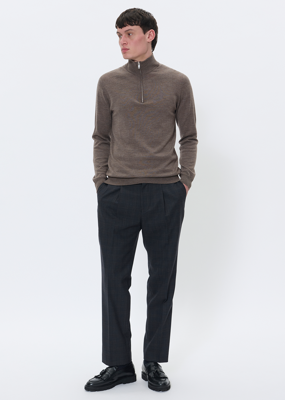 Mason Quarter Zip Sweater - Canteen Melange - Matinique Canada - Danali