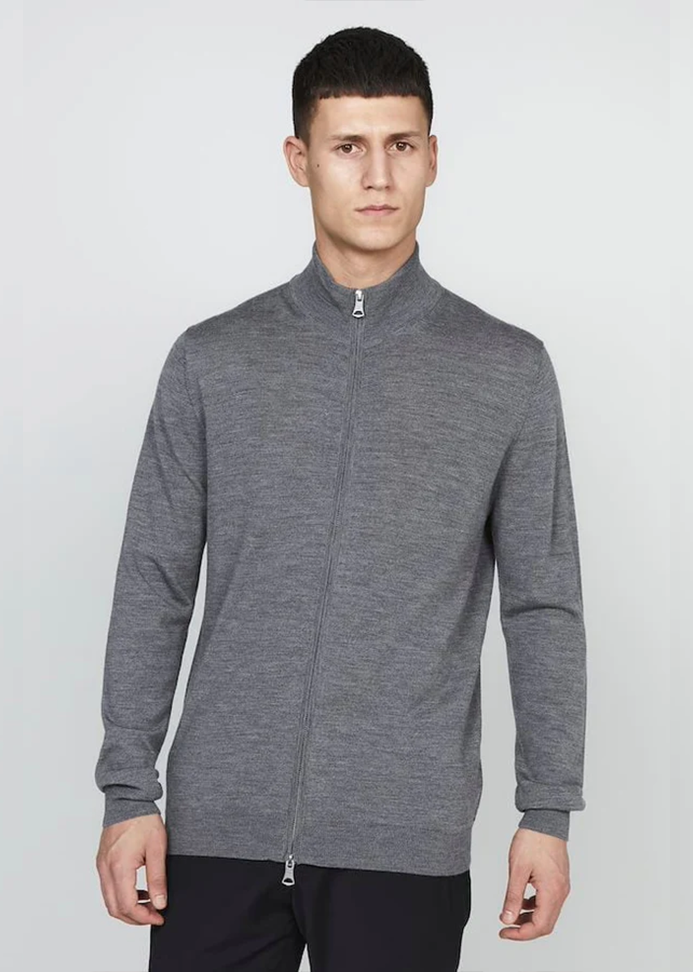 Mason Zip Knitted Cardigan - Grey Melange - Matinique Canada - Danali
