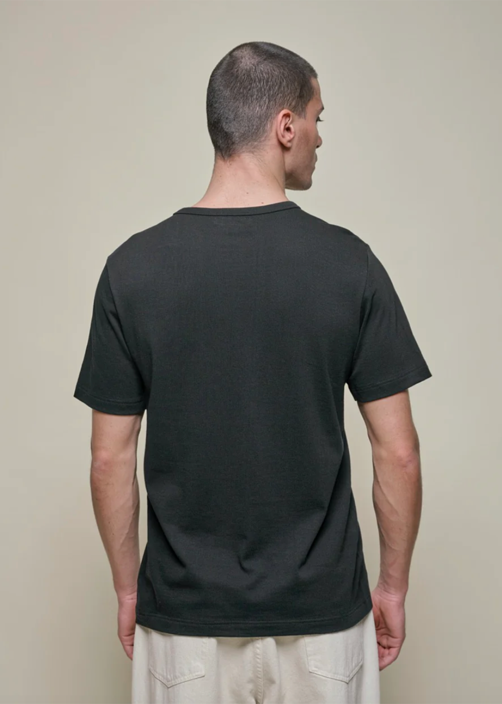 1950s Loopwheeled T-Shirt - Deep Black - Merz b. Schwanen Canada - Danali