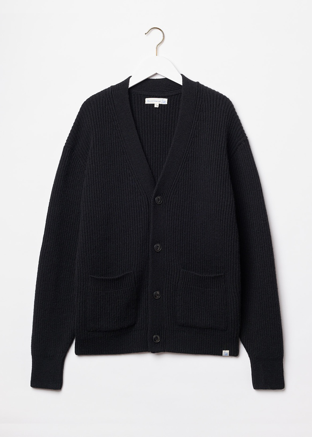 Cashmere Merino Ribbed Cardigan - Black - Merz b. Schwanen Canada - Danali