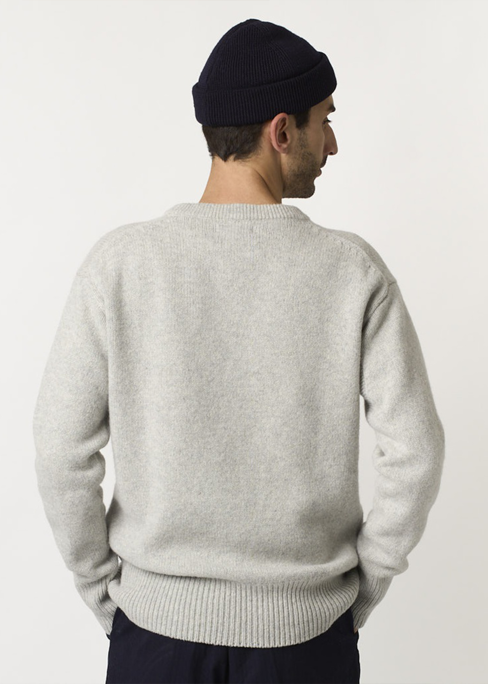 Chunky Cashmere Merino Crew Pullover - Grey Melange/Black - Merz b. Schwanen Canada - Danali